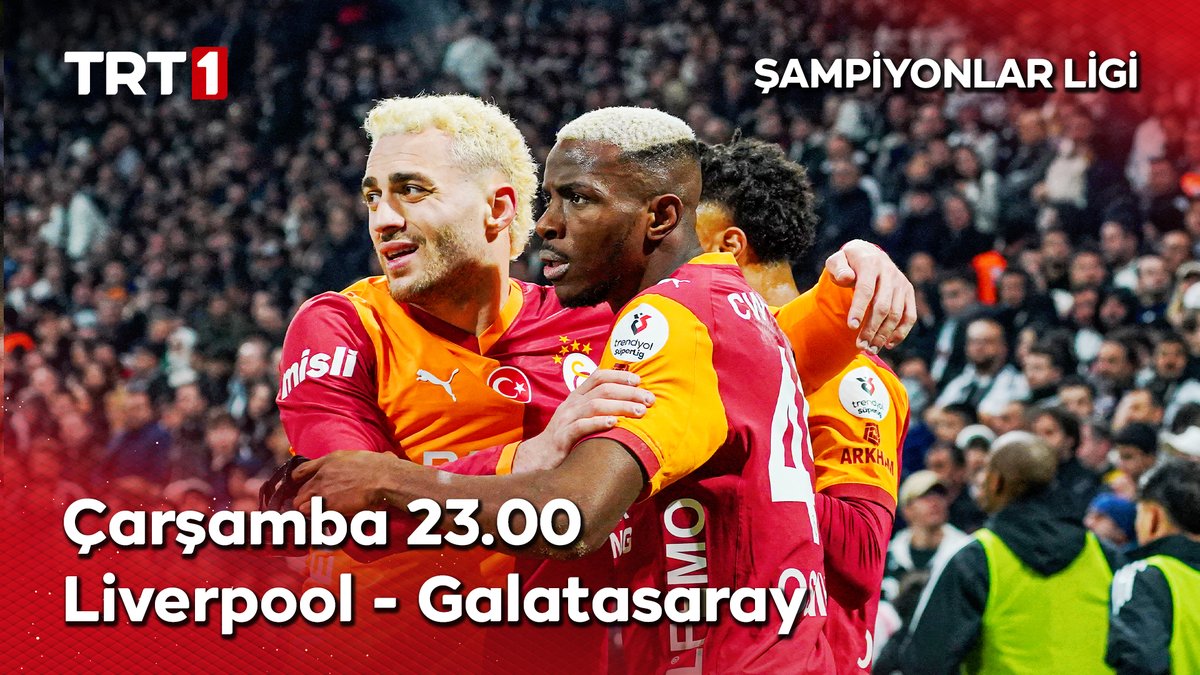 Liverpool-Galatasaray maçı Çarşamba günü saat 23.00'te TRT1'den şifresiz yayınlanacak.