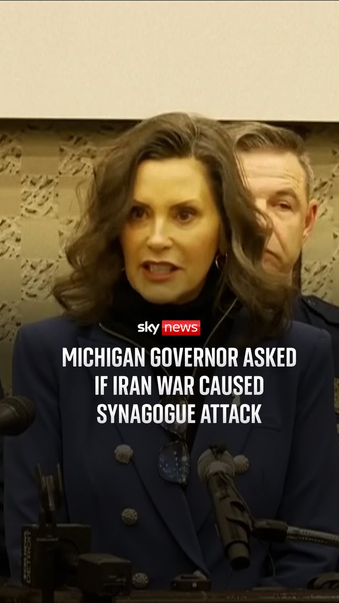 Michigan governor Gretchen Whitmer responds to a reporter asking if developments in the Middle East led to an attack on a Michigan synagogue. It comes after reports that several members of the suspect's family were killed in an Israeli airstrike in southern Lebanon last week.