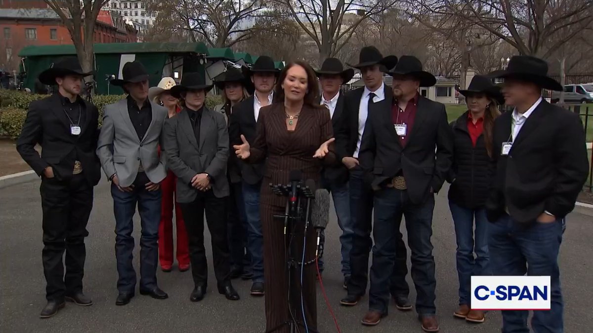 .Secretary Brooke Rollins speaks to reporters outside the White House with 2025 professional rodeo world champions, ahead of visit with President Trump: "This is my Super Bowl."