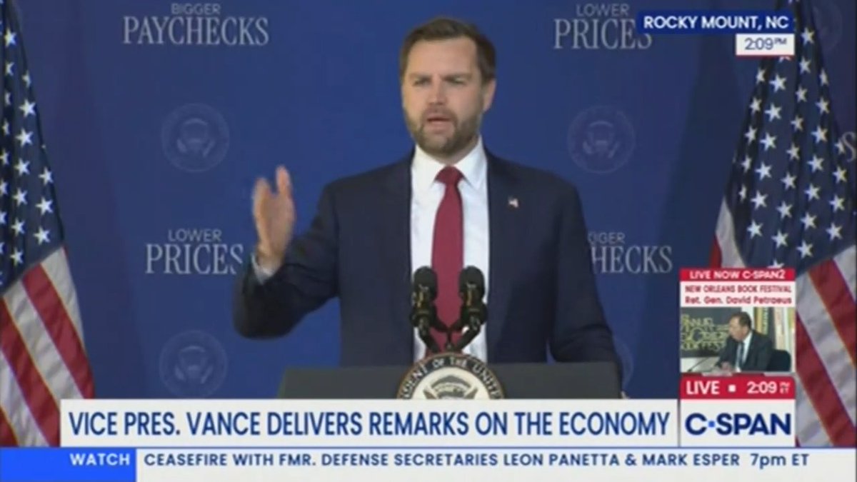 JD Vance in NC: "BBB is chock full of good things for this district and state" (Big Beautiful Bill will cause 450,000 North Carolinians to lose health care coverage)