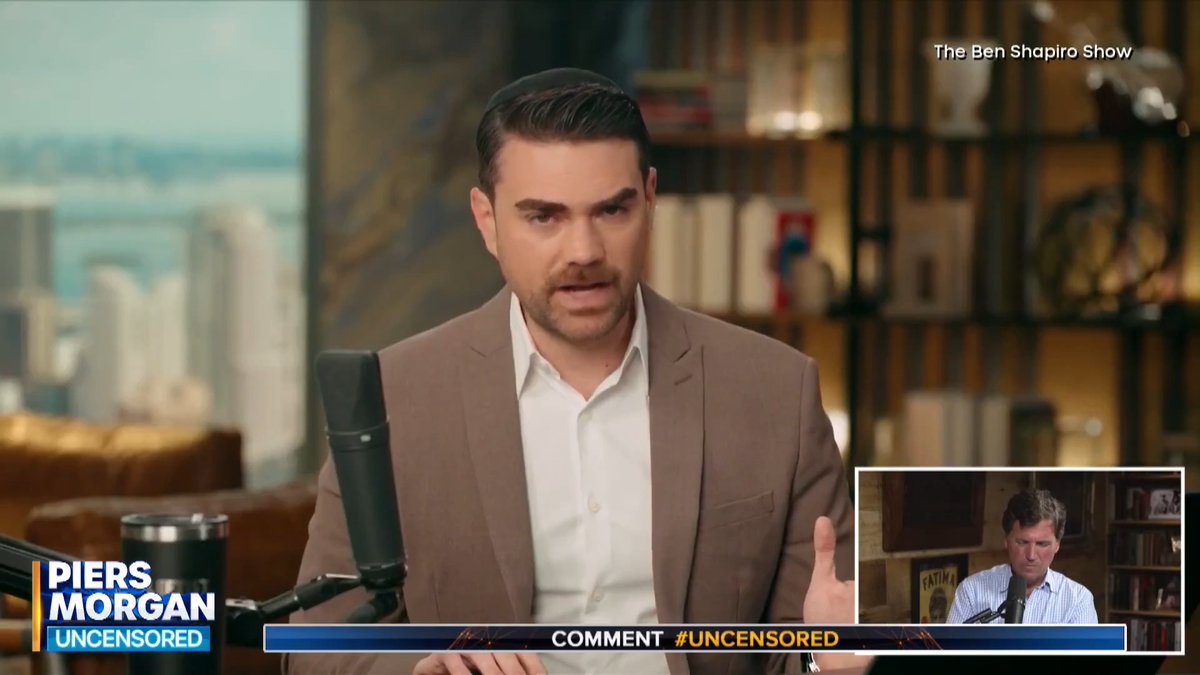 'You can never, in the United States, prosecute or even persecute someone for his beliefs." Tucker Carlson responds to Ben Shapiro accusing him of antisemitism. Watch more👇 📺 Piers Morgan | Tucker Carlson