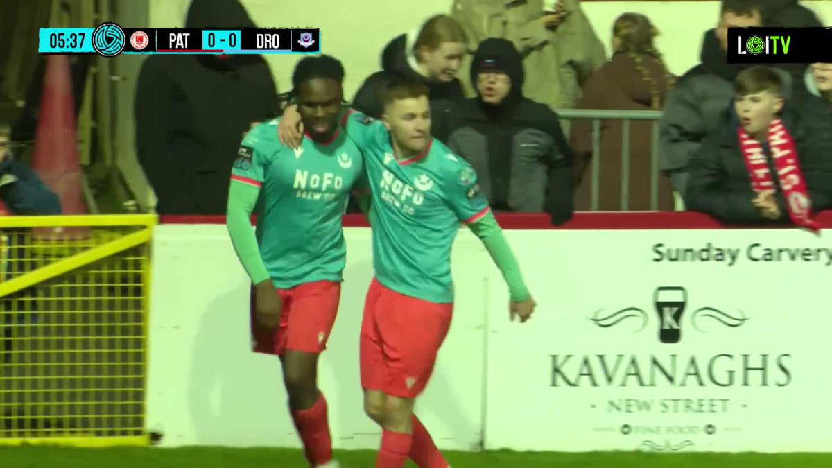 Drogheda United have taken an early lead in Richmond Park! ☪️ Thomas Oluwa caught the Pats defenders napping and took full advantage of it!