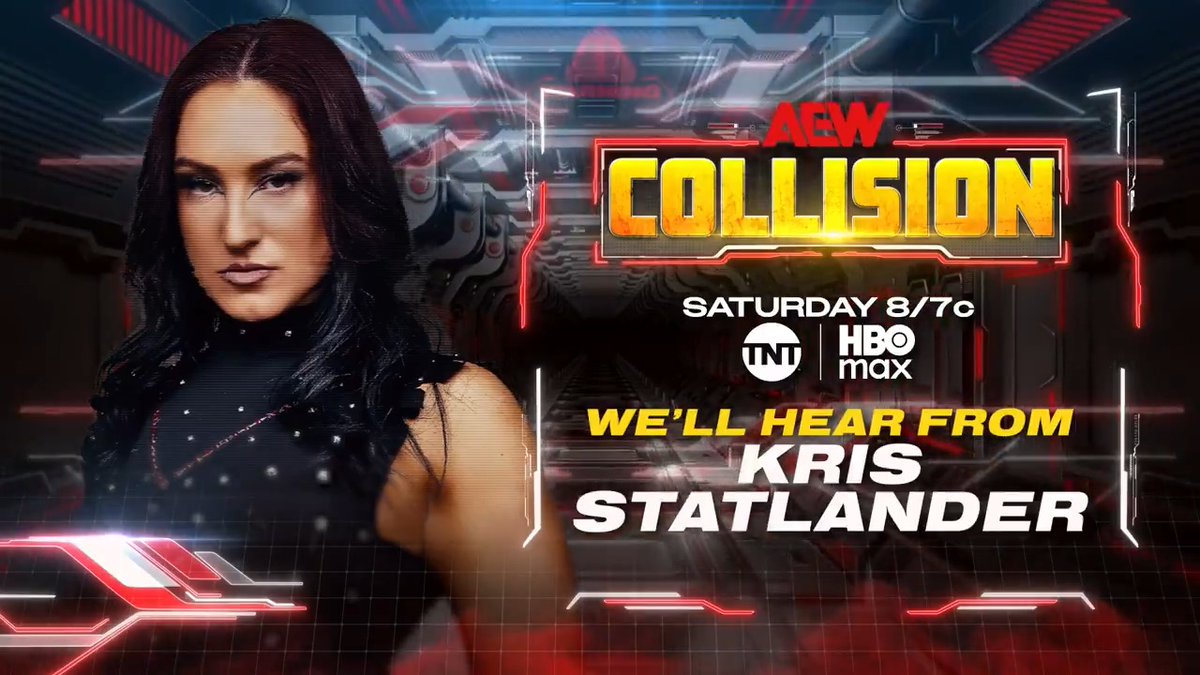 #AEWCollision 8/7c, TNT + HBO Max! Tomorrow, 3/14! We'll Hear From Kris Statlander Former AEW Women's World Champion Kris Statlander will share her final thoughts ahead of her 2 Out Of 3 Falls Match vs Thekla テクラ at #AEWRevolution! We'll Hear from Stat, TOMORROW!