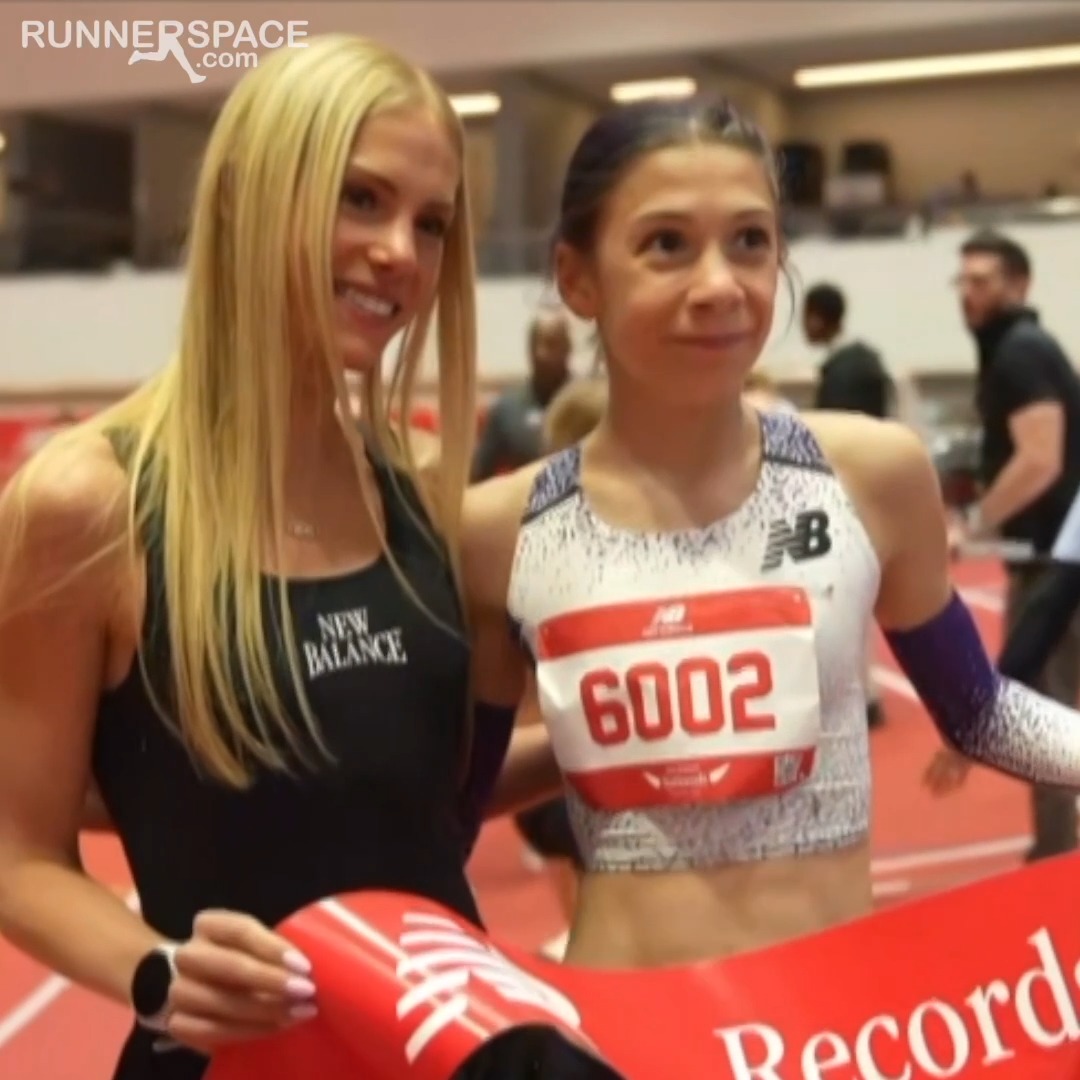 🤯 Ohio's Katie Zang has entered the chat with a US HS indoor 2 mile record and #3 all-conditions time at #NBNationals Indoor! Only Jane Hedengren has run faster over 2 miles in HS. ⏱️ 9:37.15