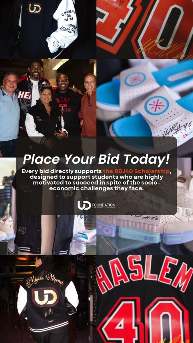 We're holding a limited-edition charity auction of signed memorabilia from UD’s retirement collection, including the final remaining jacket made exclusively for his close circle of friends and family. Place your bid: #UdonisHaslem #HopeAccessOpportunity