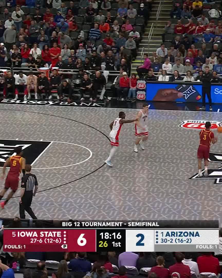 Milan Momcilovic lands one from deep and the Iowa State Men’s Basketball fans in attendance ERUPT 🤯 #Big12MBB | 📺 ESPN