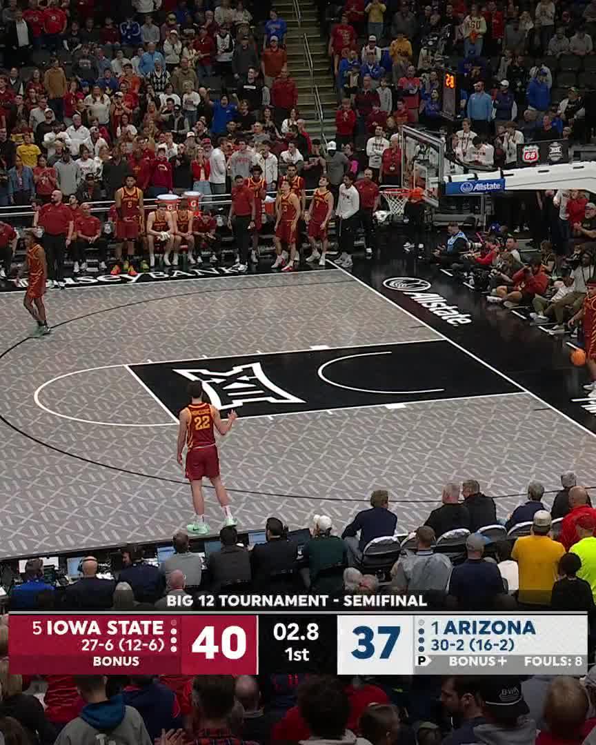 MILAN MOMCILOVIC ON THE RUN AT THE BUZZER. CLONES UP SIX. WHAT A GAME. #Big12MBB | 📺 ESPN