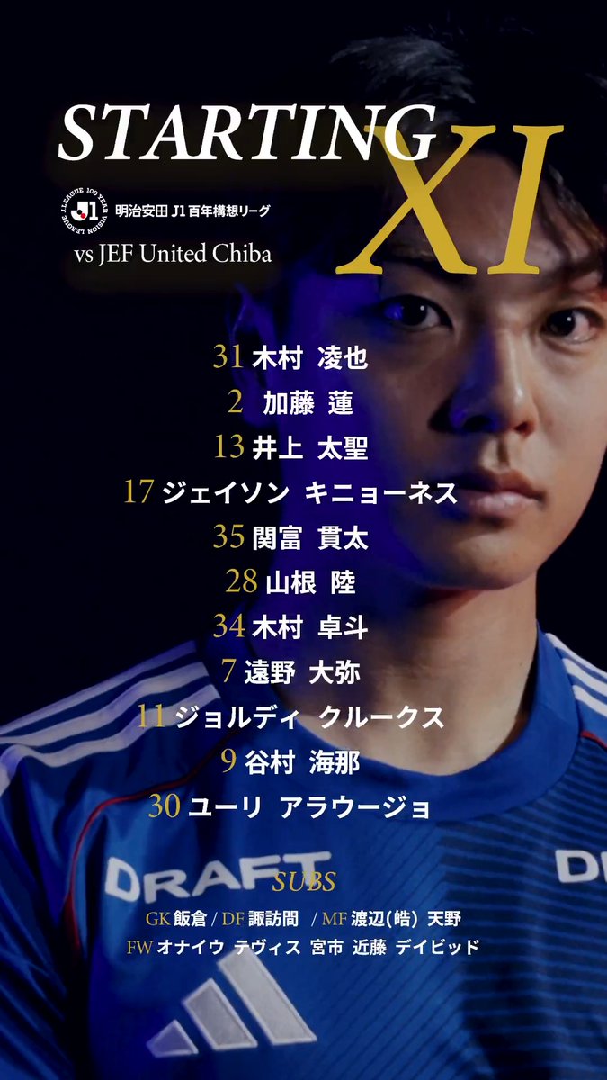 𝑆𝑇𝐴𝑅𝑇𝐼𝑁𝐺 𝐗𝐈 !! #木村卓斗 選手が日産スタジアム初スタメン! ホームの声援を胸に、勝利を掴み獲ろう。 #fmarinos|#Jリーグ