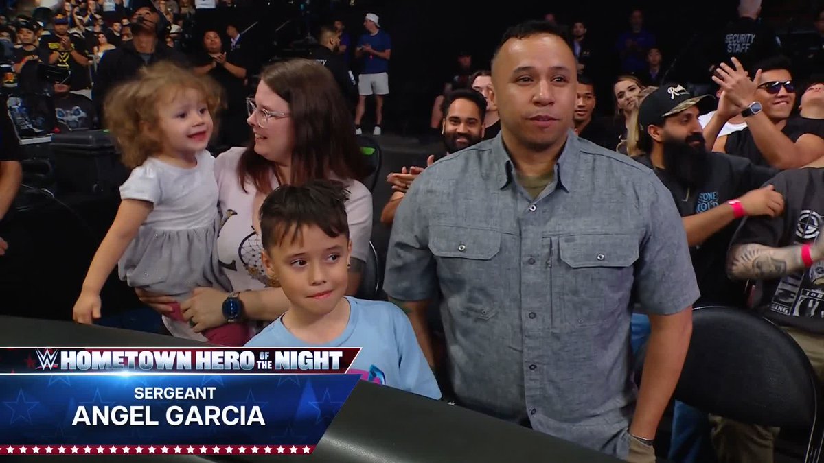 Thank you for your service, Sergeant Angel Garcia! 👏 #WWEHometownHero