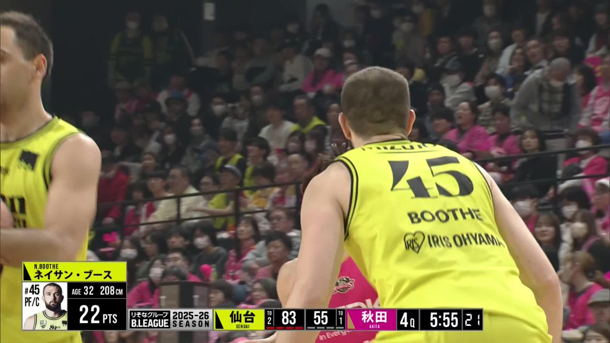 確率の本数もさすがの一言🙂‍↕️ 仙台#45 ブース本日6本目！ 仙台89ERS 📡バスケットLIVEで生配信中 #Bリーグ #りそなグループ