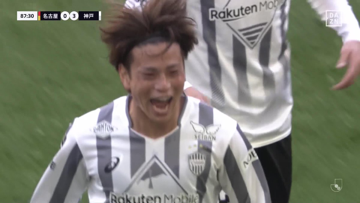 左足から放たれたスーパーゴール！ クロスからの相手のクリアボールを 永戸勝也の鋭いボレーシュートが ゴール右隅へ突き刺す！ 🏆 明治安田J1百年構想リーグ 🆚名古屋×神戸 📱DAZN ライブ配信中 #Jリーグ だったらDAZN