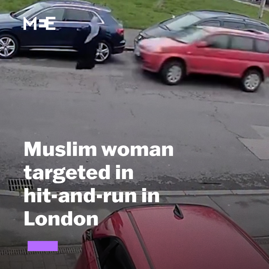 CCTV footage has captured the moment a Muslim woman was deliberately struck by a car in Abbey Wood, London, on Sunday. The woman survived the collision and was taken to the hospital with non-life-threatening injuries. Police are searching for the driver who fled the scene