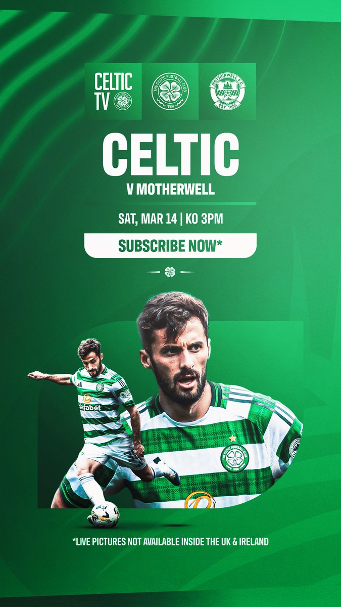 Matchday at Paradise 🍀 Join us on #CelticTV from 2:30pm for live coverage of Celtic v Motherwell, exclusive video to subscribers outside the UK and Ireland only. #CELMOT | Celtic Football Club🍀