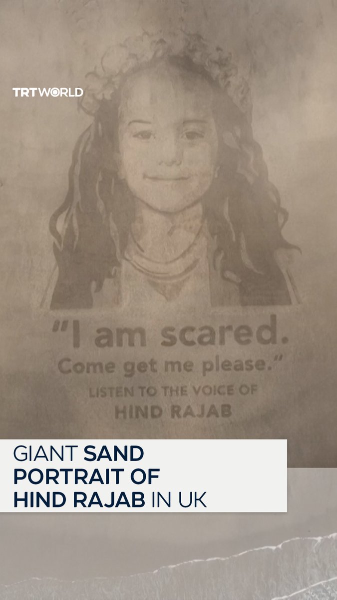 A giant sand portrait of Palestinian girl Hind Rajab, who was killed during Israeli war on Gaza, appeared on a beach in the United Kingdom. The tribute comes as a docudrama depicting the six-year-old’s final moments in Gaza is set to compete at the Oscars on March 15