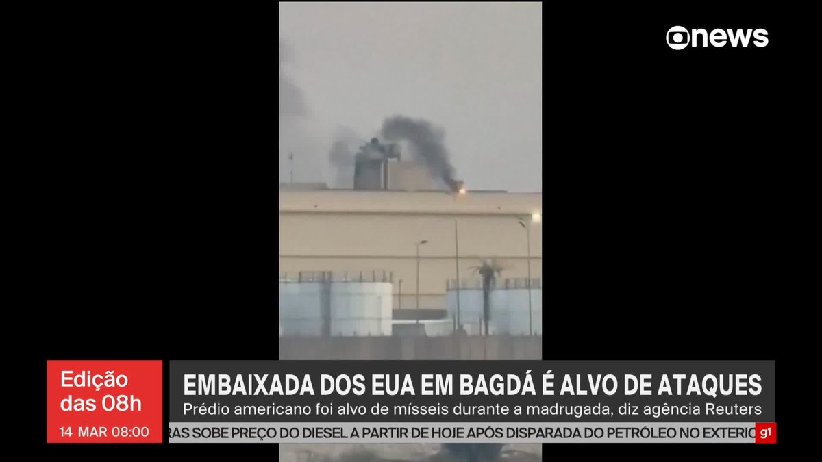 Embaixada dos Estados Unidos em Bagdá é alvo de ataques, informa agência. ➡️ Assista à #GloboNews: #Edição08
