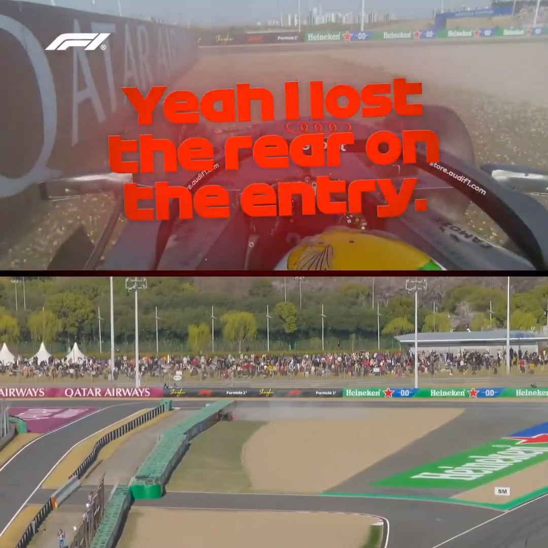 Gabi Bortoleto into the barrier at Turn 16 in Qualifying! 😱 #F1 #ChineseGP