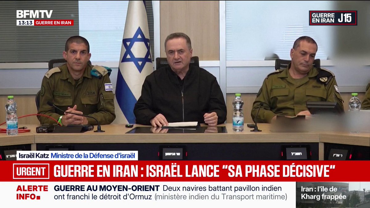 Guerre au Moyen-Orient: "La lutte mondiale et régionale contre l'Iran s'intensifie et entre dans une phase décisive qui se poursuivra aussi longtemps que nécessaire", indique le ministre de la Défense d'Israël