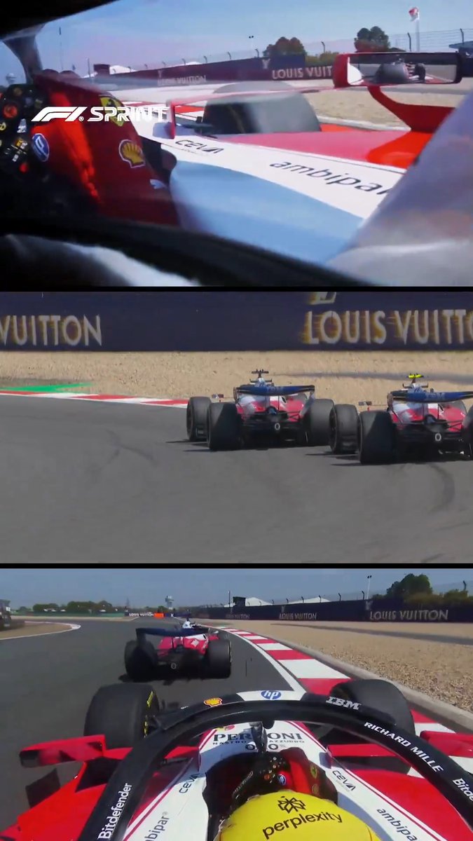 Getting the switchback! 🔀 Charles Leclerc wasn't too impressed after this intra-team battle with team mate Lewis Hamilton 😳 #F1Sprint #ChineseGP
