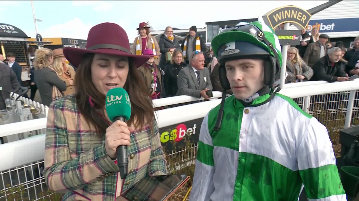 🗣"Hopefully he'll go back to Aintree" A great week for the O'Neill family gets better with Wellington Arch's win in our opener! #ITVRacing | Jonjo O'Neill Jr.