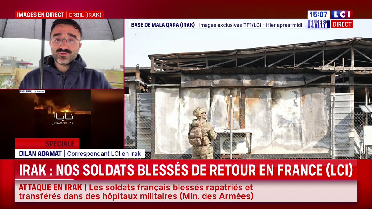 🔴 Les soldats français blessés en Irak ont été rapatriés en France Au lendemain de la mort d'un soldat français en Irak, six soldats français ont été rapatriés en France et hospitalisés, selon les informations de LCI.