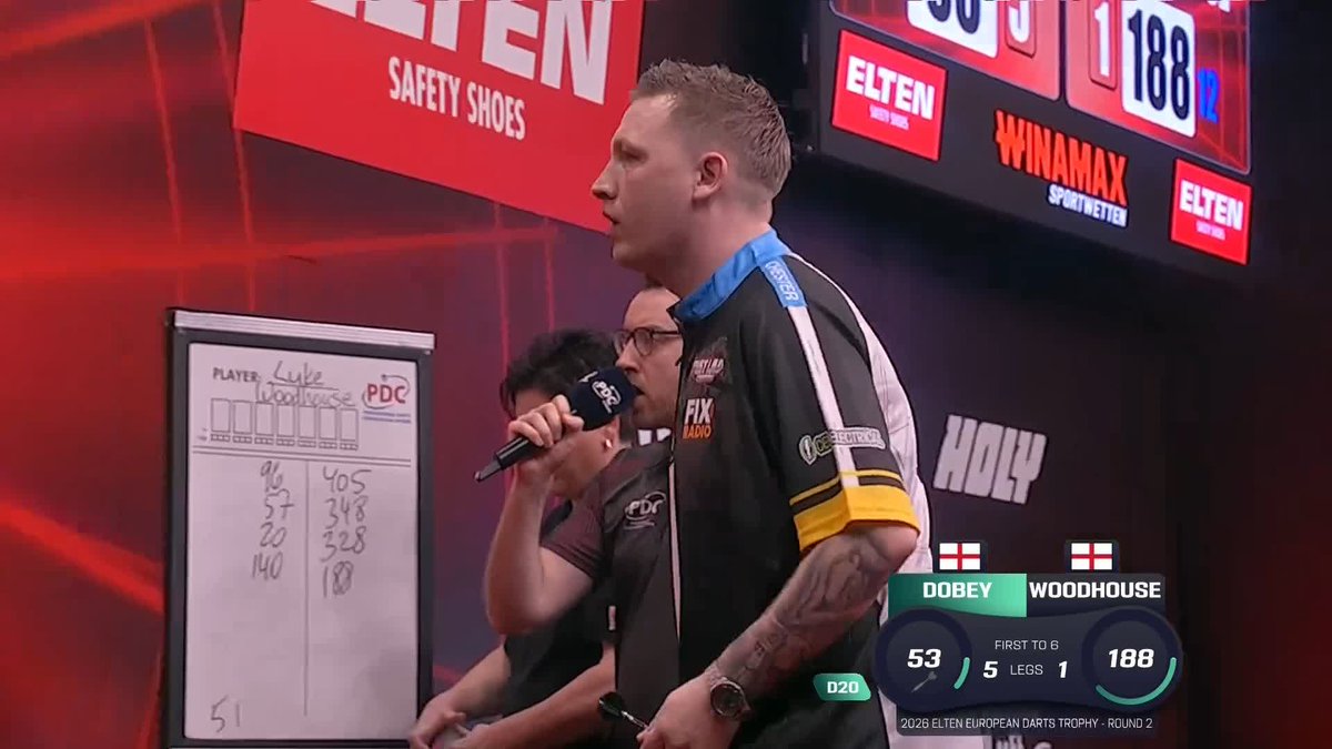 DOMINANT DOBEY! A clinical display from Chris Dobey, who hits 55% of his doubles in a 6-1 victory over Luke Woodhouse! 📺 #ET2