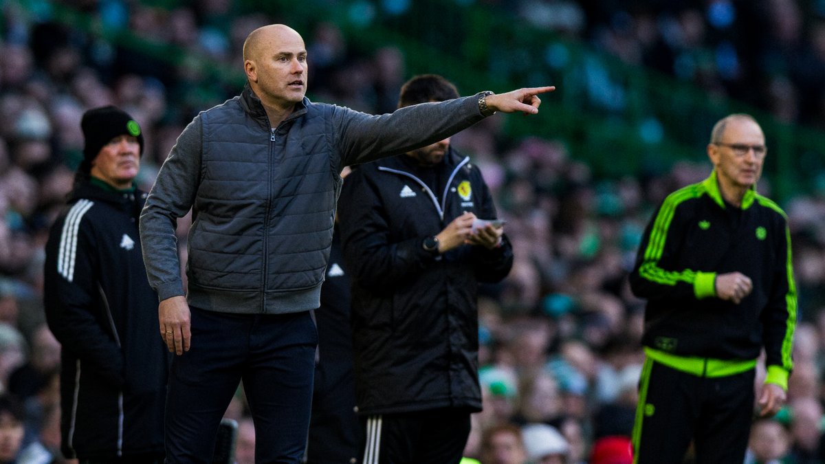 Jens Berthel Askou reacts to the defeat at Celtic Park.