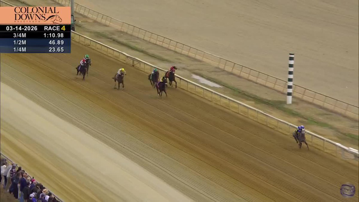 Wowza 👀 EZUM absolutely crushes the competition in R4 at @colonialdowns! 🔥 Flavien Prat piloted the 3YO colt for the Brad H. Cox Racing barn. 🎥 #TwinSpiresReplay