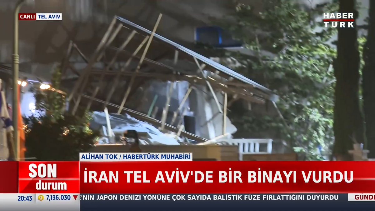 #SONDURUM - İran Tel Aviv'de bir binayı vurdu Habertürk İran'ın vurduğu mahallede.