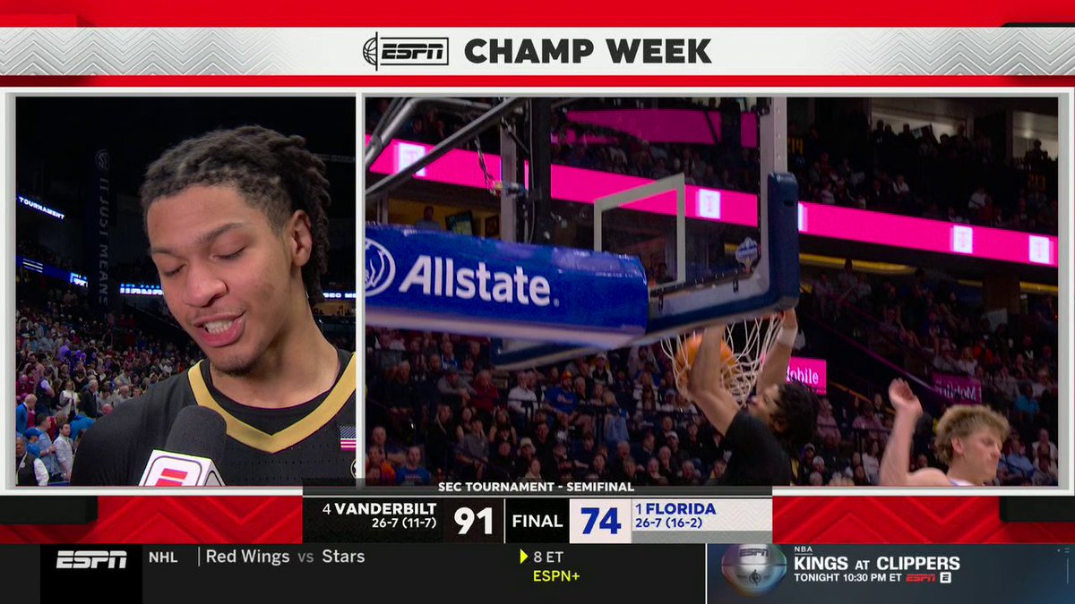 Chandler Bing came into the SEC semifinal with that DAWG in him 💪 Vanderbilt Men's Basketball advances to the SEC title game in Nashville 🔥