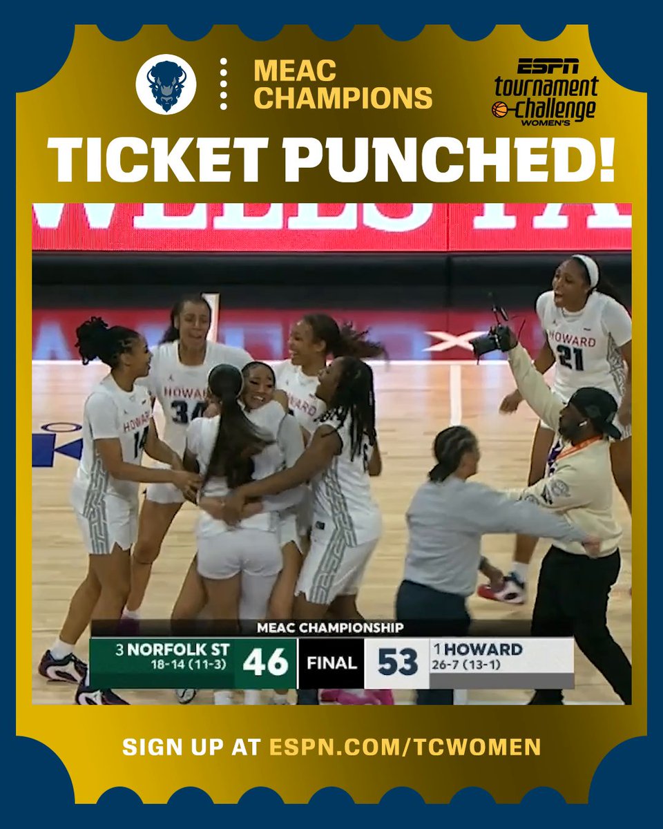 THE BISON ARE MEAC CHAMPS AGAIN‼️ Howard wins its 12th MEAC tournament title and advances to the Big Dance 🏆