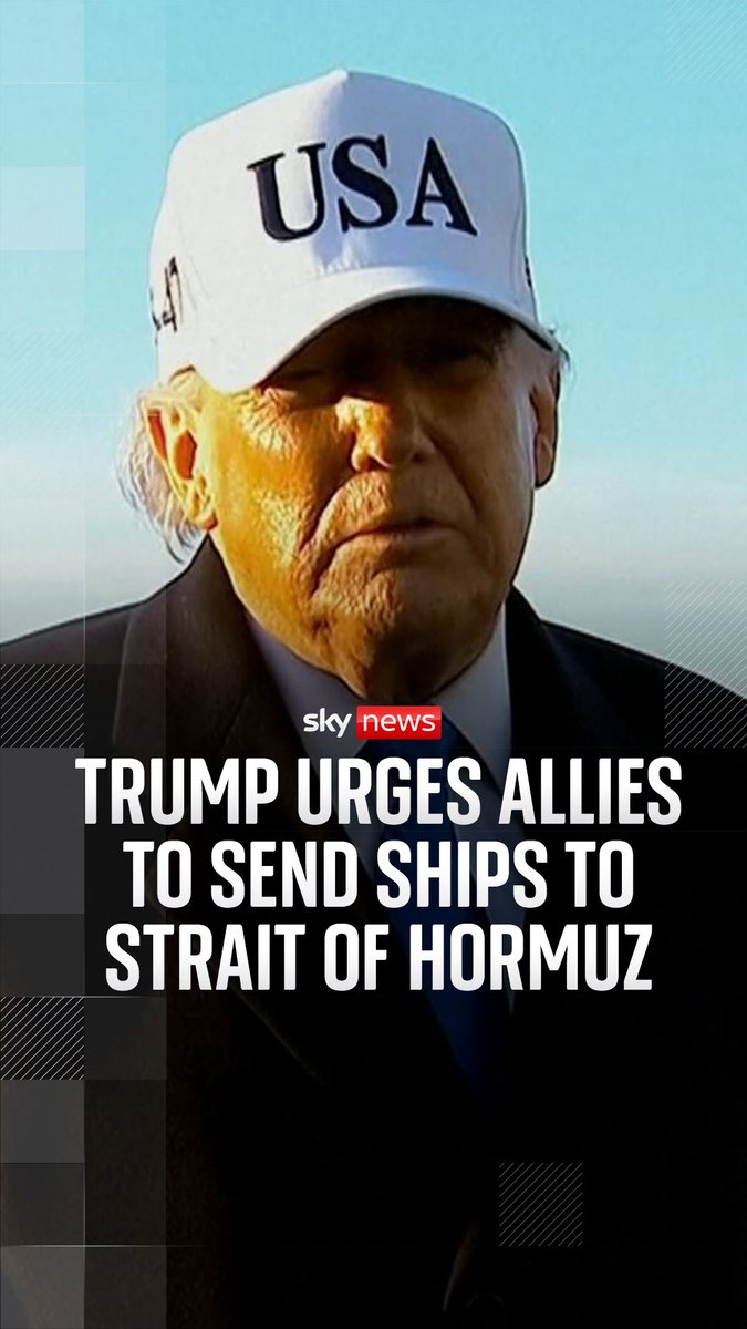 Donald Trump has urged the UK and other nations to send warships to the Strait of Hormuz to help secure the key shipping route out of the Middle East. Our U.S. correspondent Mark Stone reports ⬇️ Read more 🔗