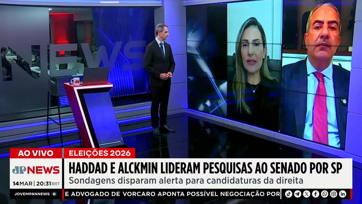 Haddad e Alckmin lideram intenções de voto para o Senado em SP; especialista analisa 📺 Confira na JP News 👉 #JornalJovemPan