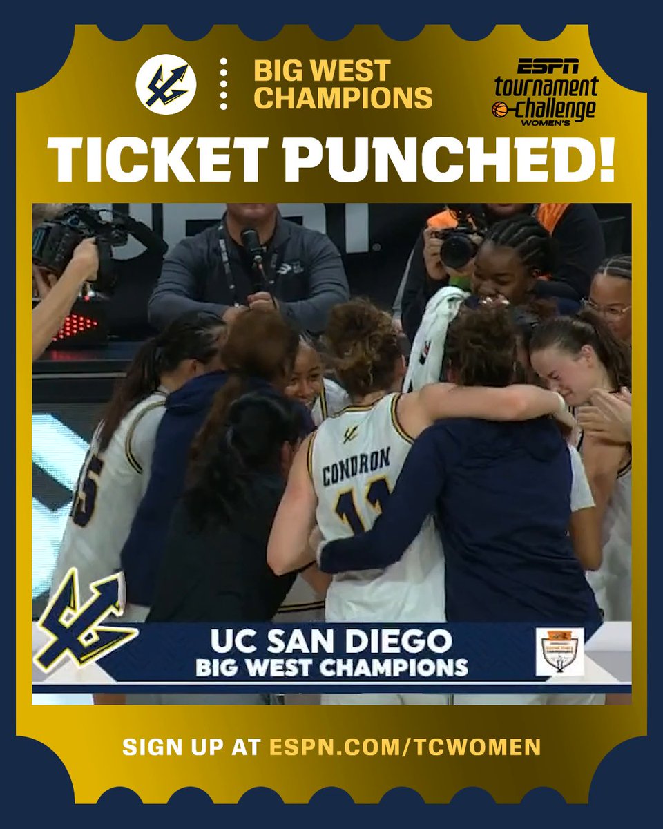 UC SAN DIEGO IS THE BIG WEST CHAMPION 🤩 The Tritons punch their ticket to the NCAA Tournament for the second straight year 🎟️