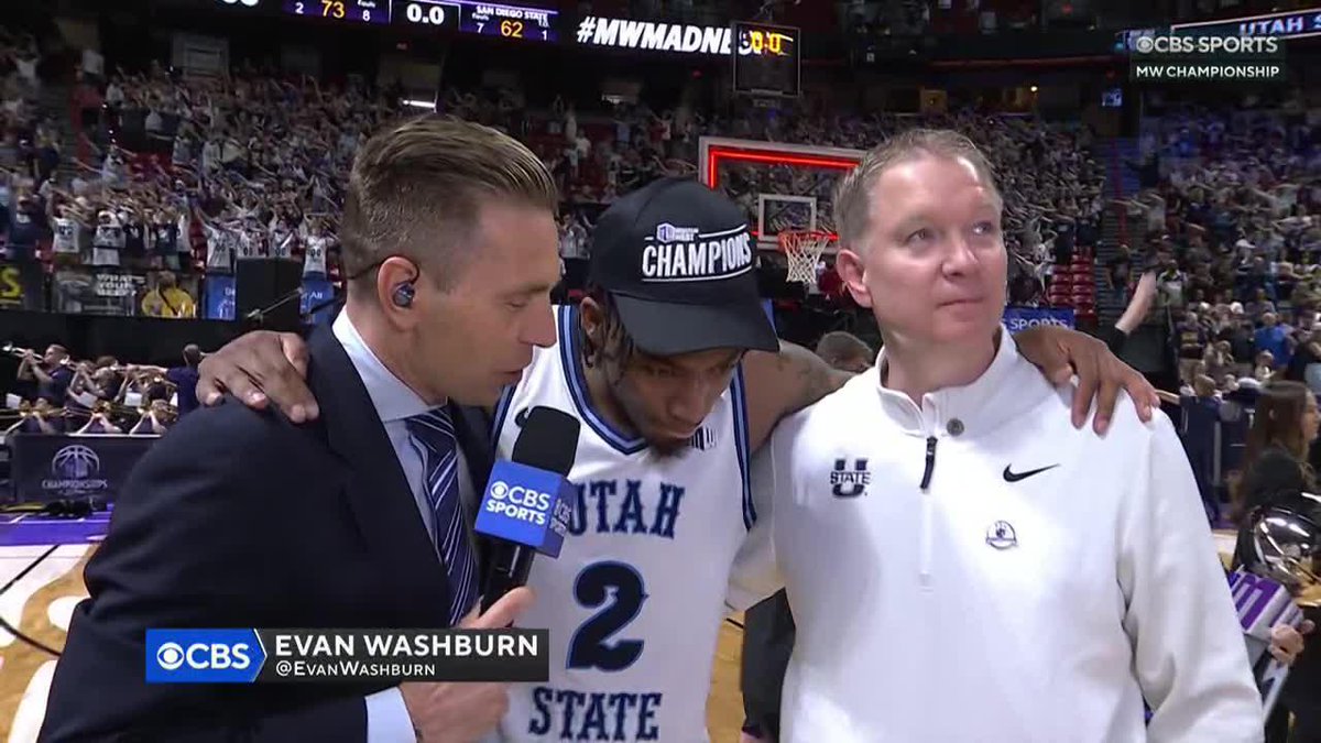 "We knew this was a revenge tour for us. Everybody we played, they beat us, so we took that personal." USU Men's Hoops's MJ Collins and Jerrod Calhoun spoke with Evan Washburn after winning the Mountain West Tournament