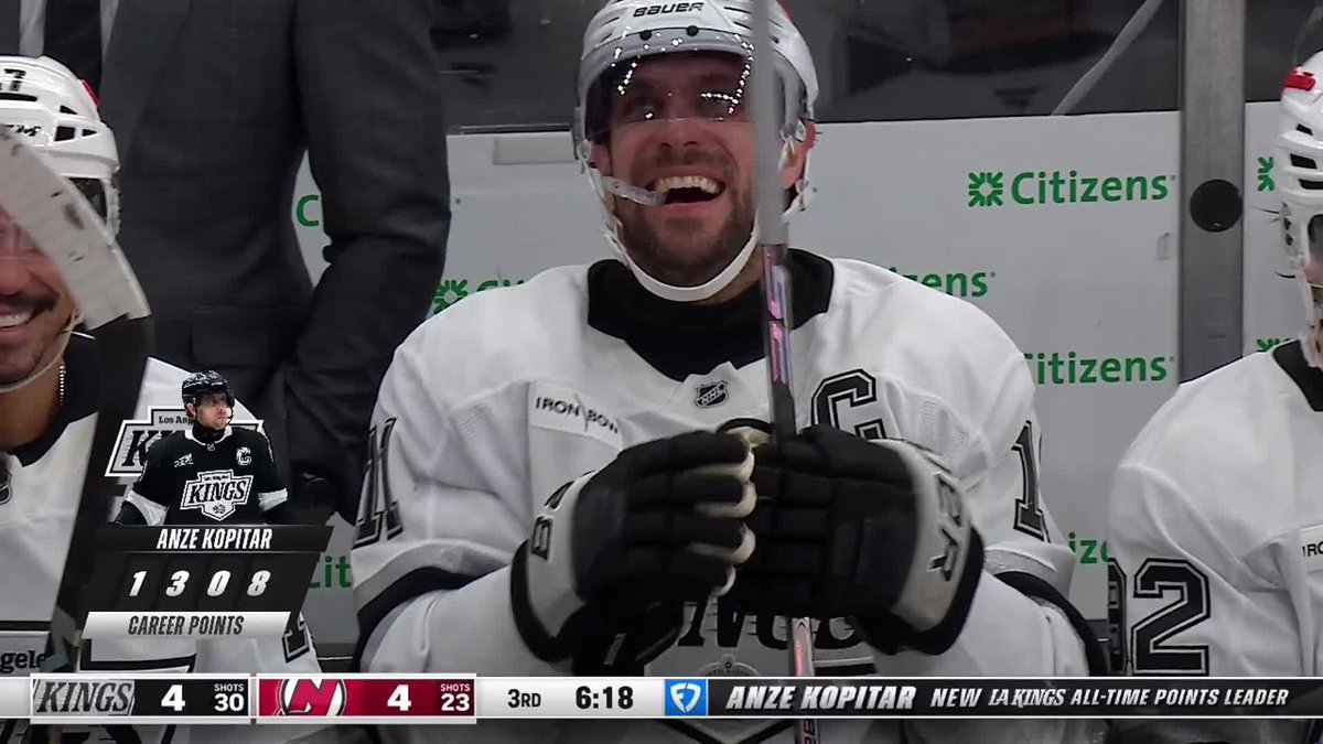 ANZE KOPITAR IS NOW THE ALL TIME LEADING SCORER IN LA KINGS HISTORY 👑 1,308 POINTS PASSING DIONNE 🔥