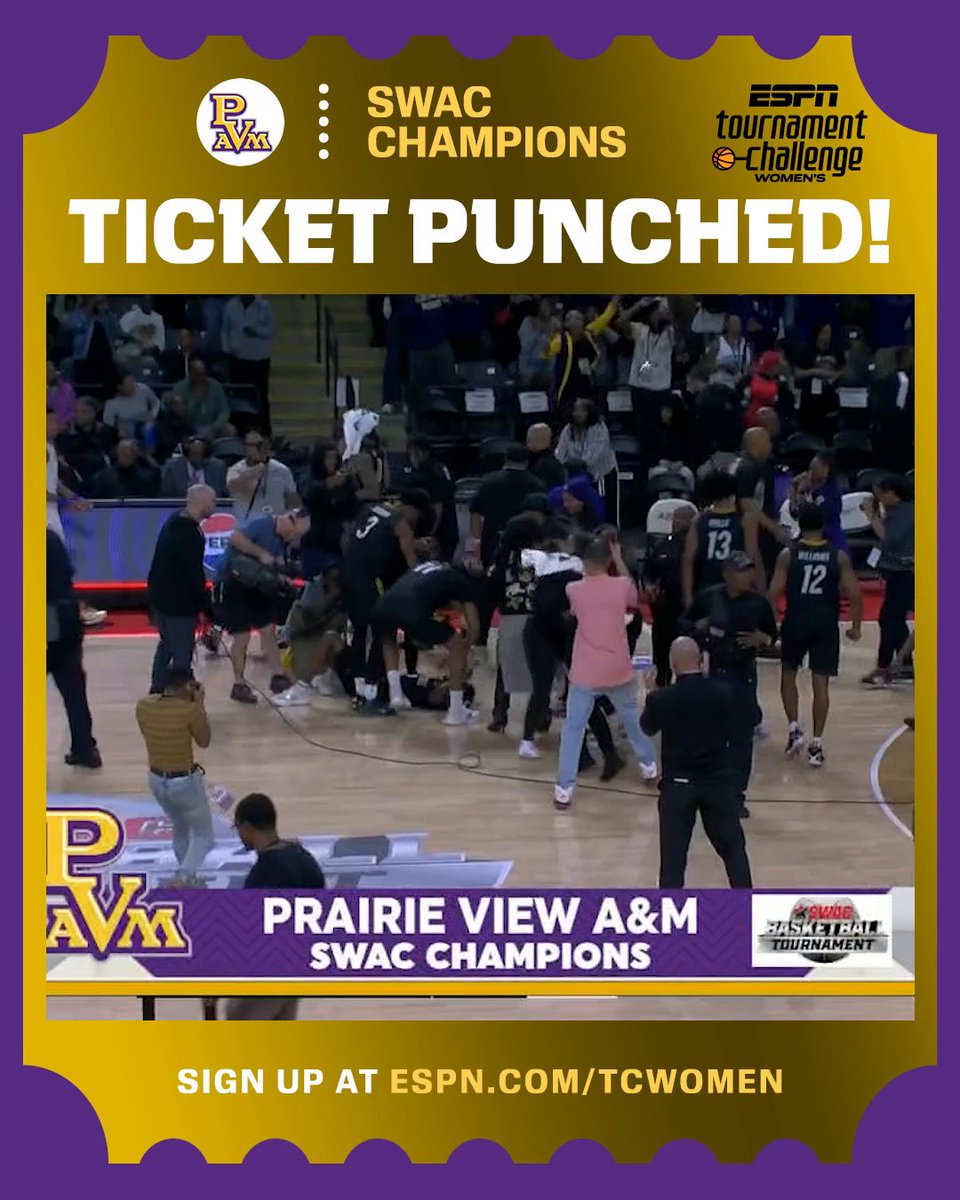 8-seed Prairie View A&amp;M becomes the first team to ever win four games in four days at the SWAC tourney 👏 The Panthers are dancing for the first time since 2019 🏆