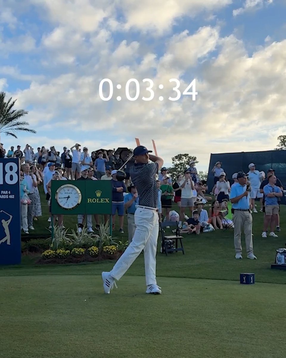 It takes Ludvig Aberg less than 4 seconds on average to step into the shot and hit it. One extended waggle, one look at the target and go. Effortless perfection.