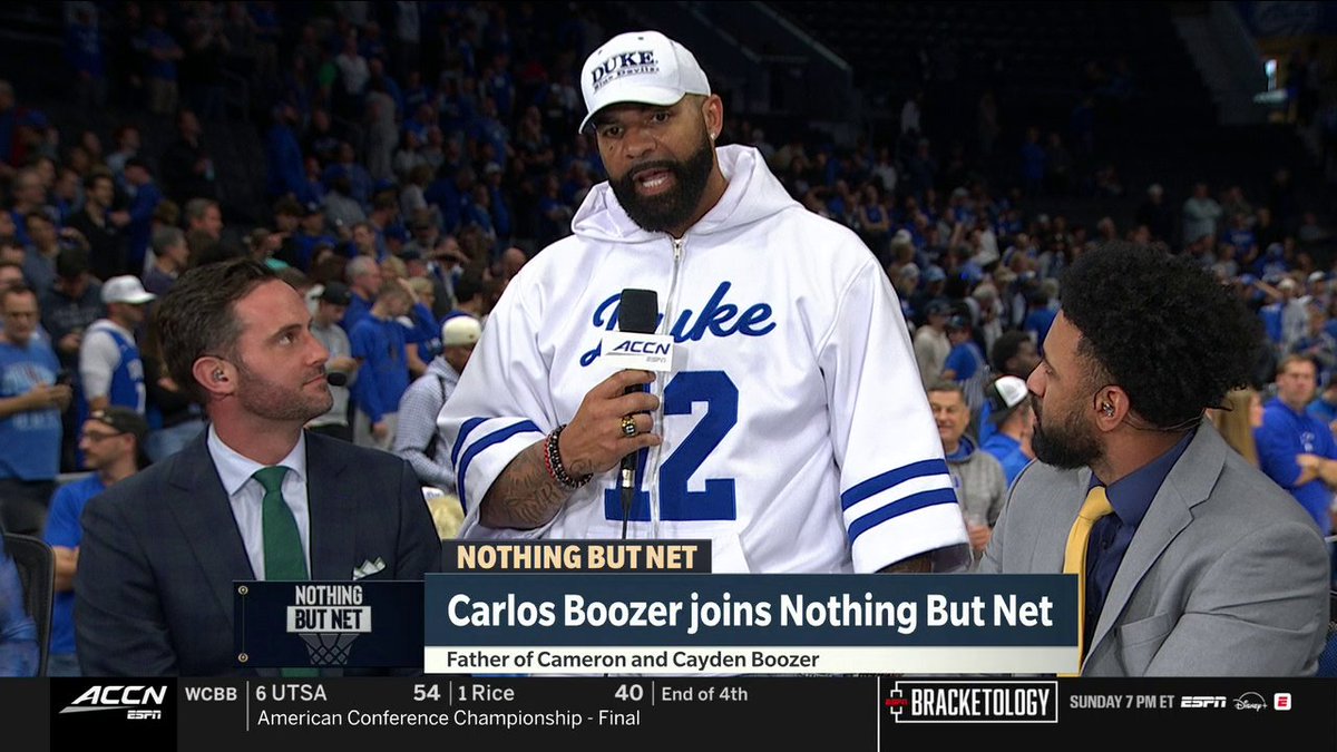 "DAMN I'M SO PROUD OF THESE BOYS." Carlos Boozer on watching his sons win an ACC title 💙 Duke Men’s Basketball