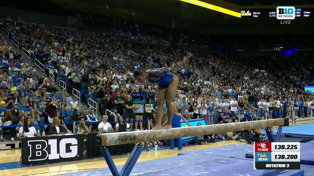 Jordan Chiles NAILS her beam in her last meet in Pauley for a 9.950! 📺: Big Ten Network #GoBruins