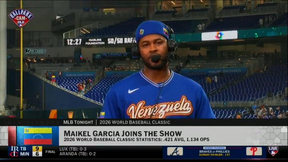 “I feel like I'm playing in Venezuela right now.” 🇻🇪 Venezuelan and Kansas City Royals infielder Maikel Garcia recapped tonight's huge win over the defending #WorldBaseballClassic champions. Ryan Rowland-Smith | Adnan Virk