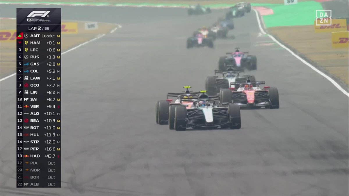 Antonelli da caza a Hamilton y recupera el liderato de la carrera 🔥 #ChinaDAZNF1 🇨🇳