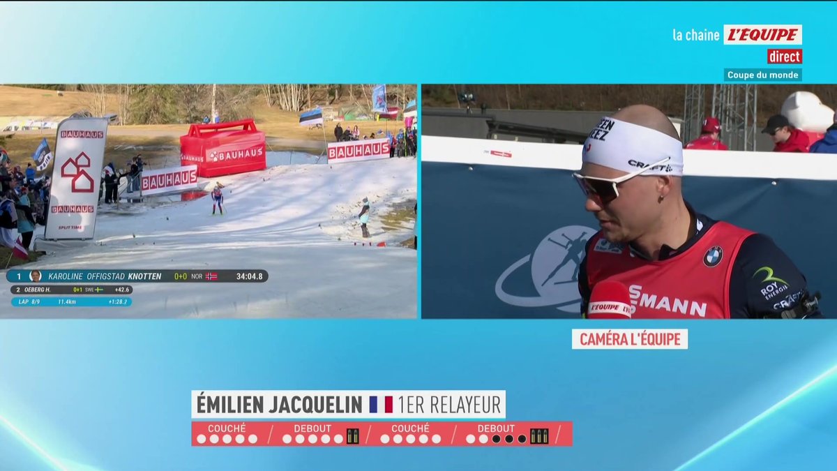 « Je suis sincèrement désolé pour Camille et pour l’équipe, c’est une belle erreur. Dans le feu de l’action, on peut se perdre », réagit Emilien Jacquelin après la disqualification de la France sur le relais simple mixte #lequipeBIATHLON