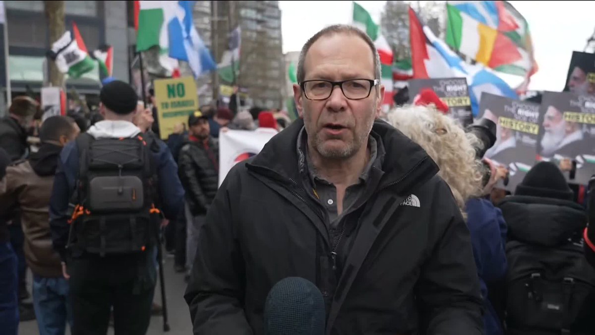 Protesters and counter-protesters have gathered on either side of the River Thames after the annual Al Quds Day rally was banned in central London, with a static protest taking its place. Home Secretary Shabana Mahmood approved a request from the Metropolitan Police to block the march to "prevent serious public disorder". Sky's Thomas Moore reports from on the ground