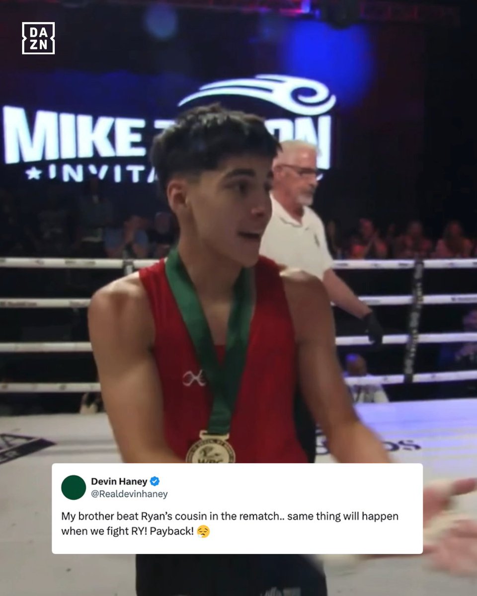 Devin Haney's brother with the 'belt to ass' celebration on Ryan Garcia's cousin 😳 Haney's brother won their rematch this weekend after Garcia's cousin gave him his first amateur loss two weeks ago ⚔️