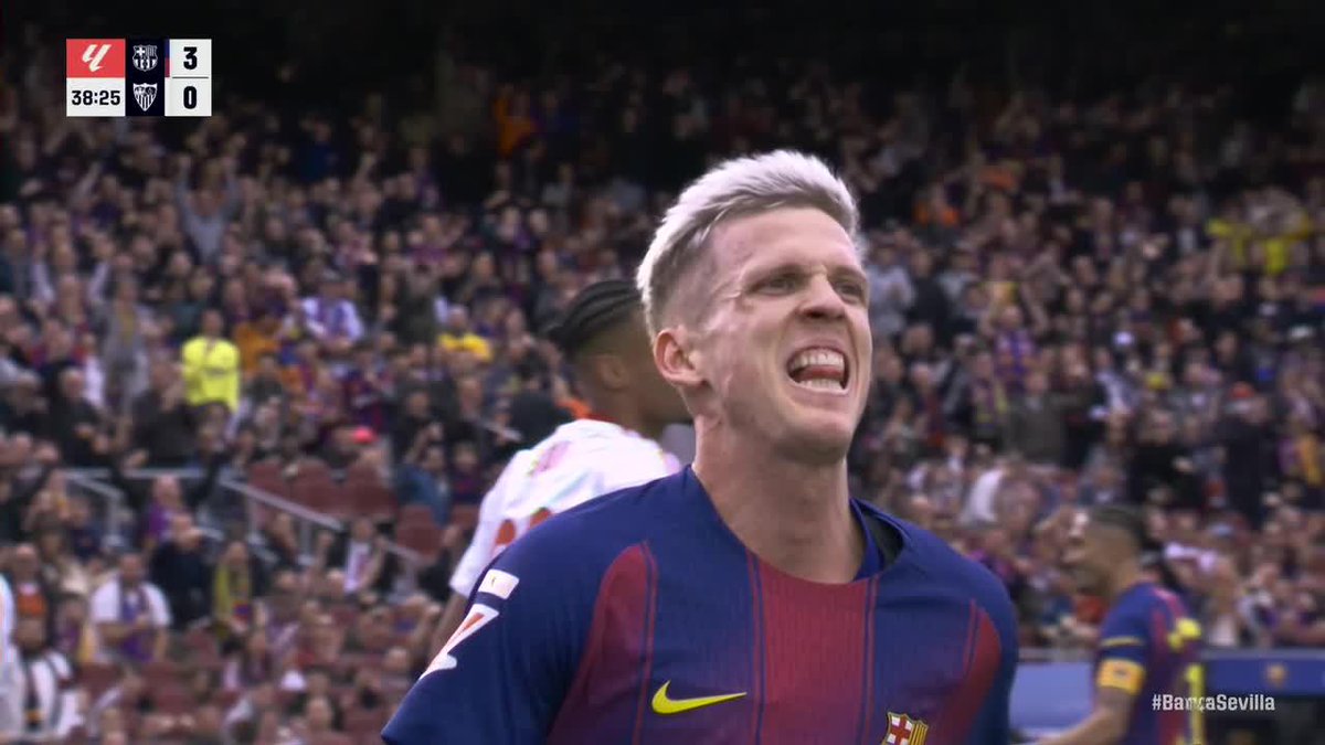 DANI OLMO MAKES IT THREE FOR BARCELONA IN THE FIRST HALF 😳