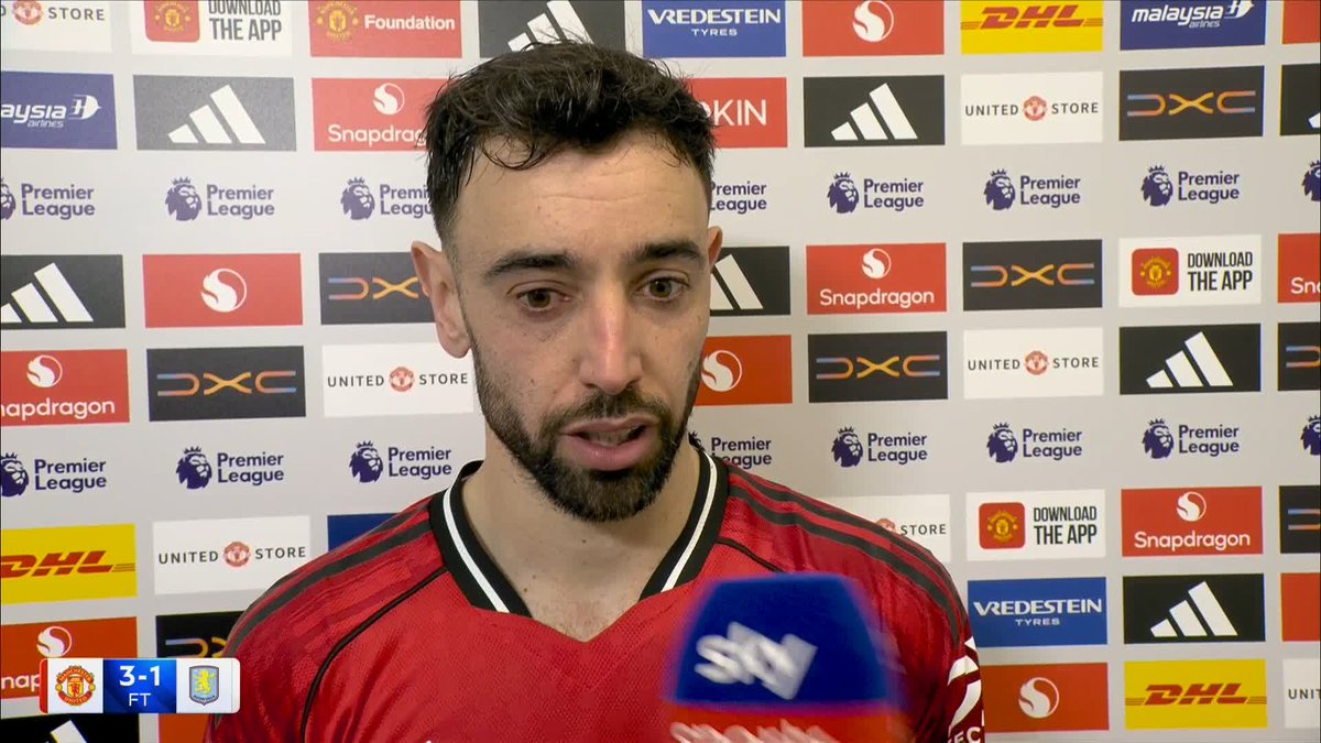 "I still think we can do much better!" Bruno Fernandes reacts to Manchester United's 3-1 win over Aston Villa 🔴