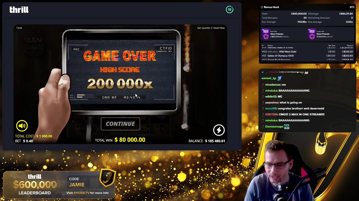 🔥 Jamie with an incredible MAX WIN on San Quentin 2! 💸
