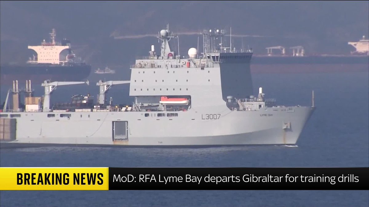 BREAKING: RFA Lyme Bay, a landing ship part of the UK's Royal Fleet Auxiliary, has departed Gibraltar to undertake training and drills. 📺 Sky 501, Virgin 602, Freeview 233, and YouTube
