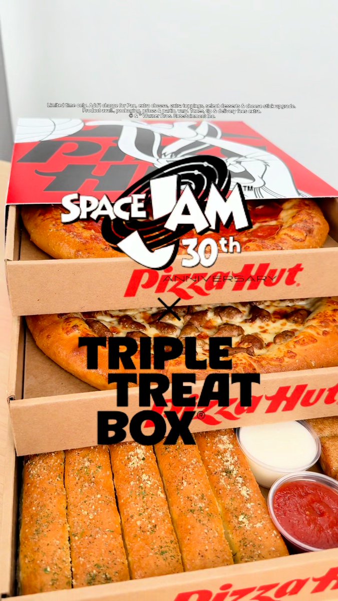 30 years ago, the Tune Squad saved the game. Now, they’re saving dinner. 🏀🍕 Introducing the limited-edition Space Jam™ Triple Treat Box®, celebrating the anniversary of Space Jam™. Three tiers. One legendary collab.