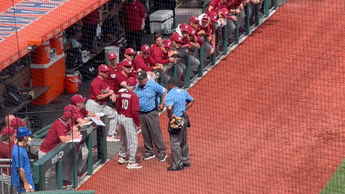 Warnings have been issued to both teams after Brendan Lawson’s home run. Lawson was not tossed. Paul Mainieri is not pleased.